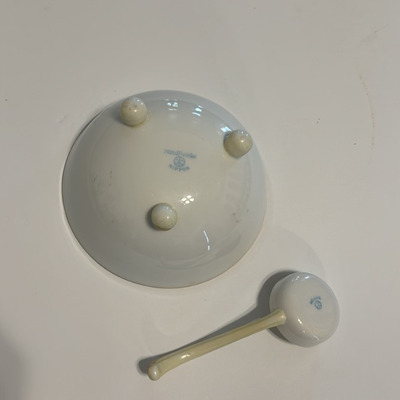 Antique Handpainted Nippon Mayonnaise/Whipped Cream Bowl w/Spoon - Picture 5 of 10